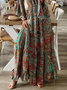 New Women Chic Vintage Boho Hippie Shift Holiday Floral 3/4 Sleeve Weaving Dress