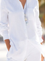 Plain Loose Cotton Casual Blouse