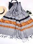 Boho Striped Elephant Pattern Silk Scarf Vintage Ethnic Vacation Beach Accessories