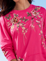 Embroidery Floral Casual T-Shirt