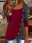 Christmas Casual Buttoned Long Sleeve Top Xmas Top