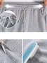 Plain Fluff/Granular Fleece Fabric Casual Fuzzy Sweatpants