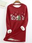 Women's Christmas Goblins Funny Graphic Print Warmth Fleece Sweatshirt Loose Christmas Crew Neck Casual Sweatshirt