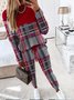 Plaid Loose Casual Crew Neck Two-Piece Set