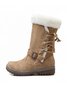 Plush Warm Buckle Lace-Up Snow Boots