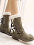 Plush Warm Buckle Lace-Up Snow Boots