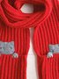 Casual Red Wool Webbing Pocket Cat Pattern Long Scarf