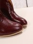 V Toe Cap Wine Red Thick Heel Ankle Boots