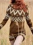 Ethnic Long Sleeve Turtleneck Casual Sweater