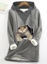 Drawstring Animal Loose Casual Sweatshirt