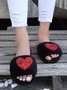 Heart Glitter Decor Fluffy Open-Top Slippers