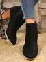 Red Stitched Black Suede Chunky Heel Chelsea Boots