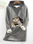 Drawstring Animal Loose Casual Sweatshirt