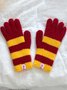 Vintage Multicolor Striped Pattern Wool Gloves Autumn Winter Thickened Warm Accessories
