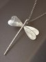 Ethnic Vintage Silver Embossed Distressed Dragonfly Pattern Necklace Boho Jewelry