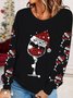 Christmas Long sleeve Crew Neck Casual Jersey Loose T-Shirt