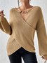 Long sleeve Cross Neck Wool/Knitting Casual Chain Sweater