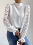 Plain Stand Collar Lace Party Top