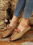 Vintage Split Joint Lace-up Front Flat Loafers