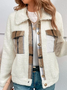 Loose Casual Fluff/Granular Fleece Fabric Plaid Jacket