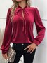 Long sleeve V Neck Casual Velvet Loose Top