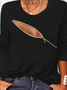 Long sleeve Crew Neck Zipper Casual T-Shirt