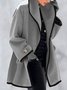 Woolen Cloth Winter Casual Plain H-Line Long Sleeve Shawl Collar Cardigan