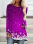 Christmas Long Sleeve Crew Neck Printed Top T-shirt TUNIC Xmas T-shirt