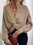 Knitted Loose Casual Knot Front Sweater