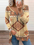 Plus Size Ethnic V Neck Jersey Top