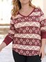 Plus Size Sweetheart Neckline Casual Polka Dots Regular Fit Top