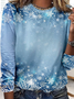 Plus Size Jersey Christmas Snowflake Crew Neck Casual T-Shirt