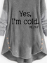 Plus Size Plush Casual Long Sleeve Hoodie Buttoned Text Printed H-Line Hoodie Sweatshirt