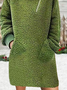 Casual Fluff/Granular Fleece Fabric Turtleneck Plain Dress