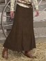 Plus Size Casual Faux Suede Skirt