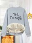 Crew Neck Casual Loose Text Letters Sweatshirt