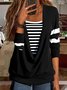 Casual Striped Long sleeve V Neck Sweatshirt