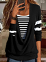 Casual Striped Long sleeve V Neck Sweatshirt