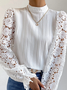 Plain Stand Collar Lace Party Top