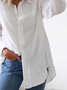 Shirt Collar Cotton Linen Plain Blouse
