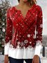 Casual Jersey V Neck Buttoned Top