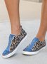 Casual Leopard Split Joint Slip On Canvas Slip On Shoes