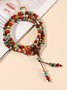 Ethnic Vintage Ceramic Beaded Multilayer Bracelet Necklace Bohemian Jewelry