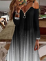 Ombre Party Zipper V Neck Dress