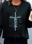 Letters Long Sleeve Crew Neck Casual Sweatshirt