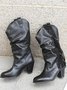 Vintage Tassel Decor Slip On Cowboy Boots