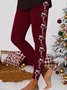 Christmas Wine Glass Logo Loose Daily Casual High Elasticity Jersey Long Legging