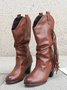 Vintage Tassel Decor Slip On Cowboy Boots