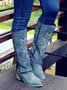 West Style Plus Size Embroidered Cowboy Boots