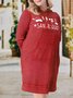 Plus Size Casual Text Letters Loose Crew Neck Dress